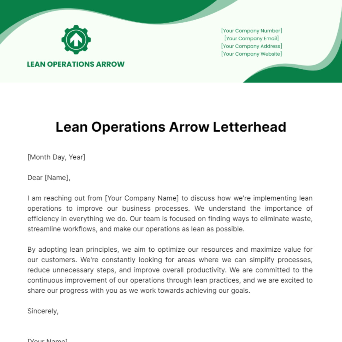 Lean Operations Arrow Letterhead Template - Edit Online & Download