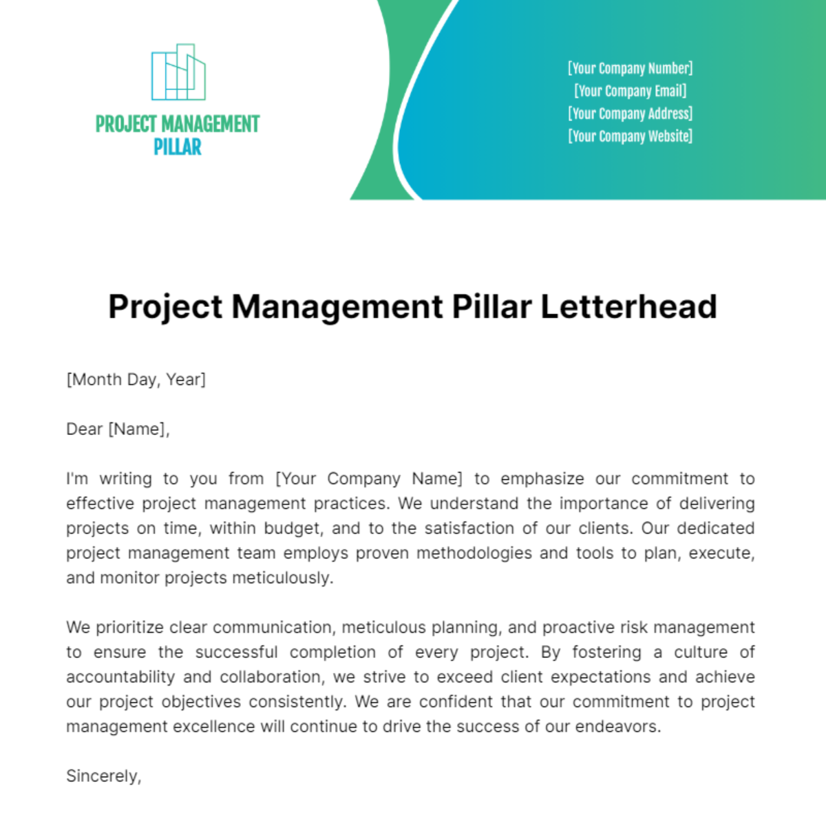 Project Management Pillar Letterhead Template - Edit Online & Download