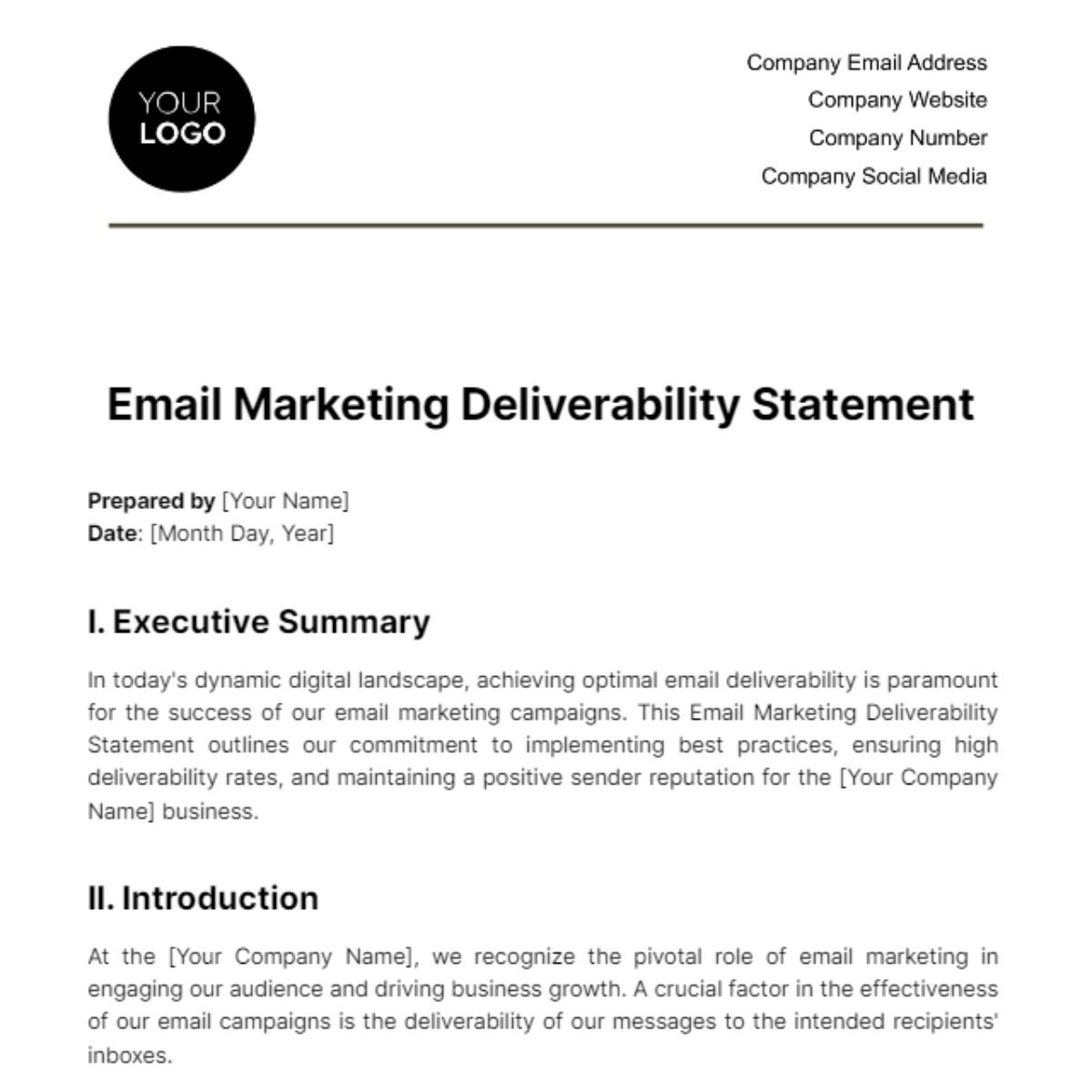 Free Email Marketing Deliverability Statement Template