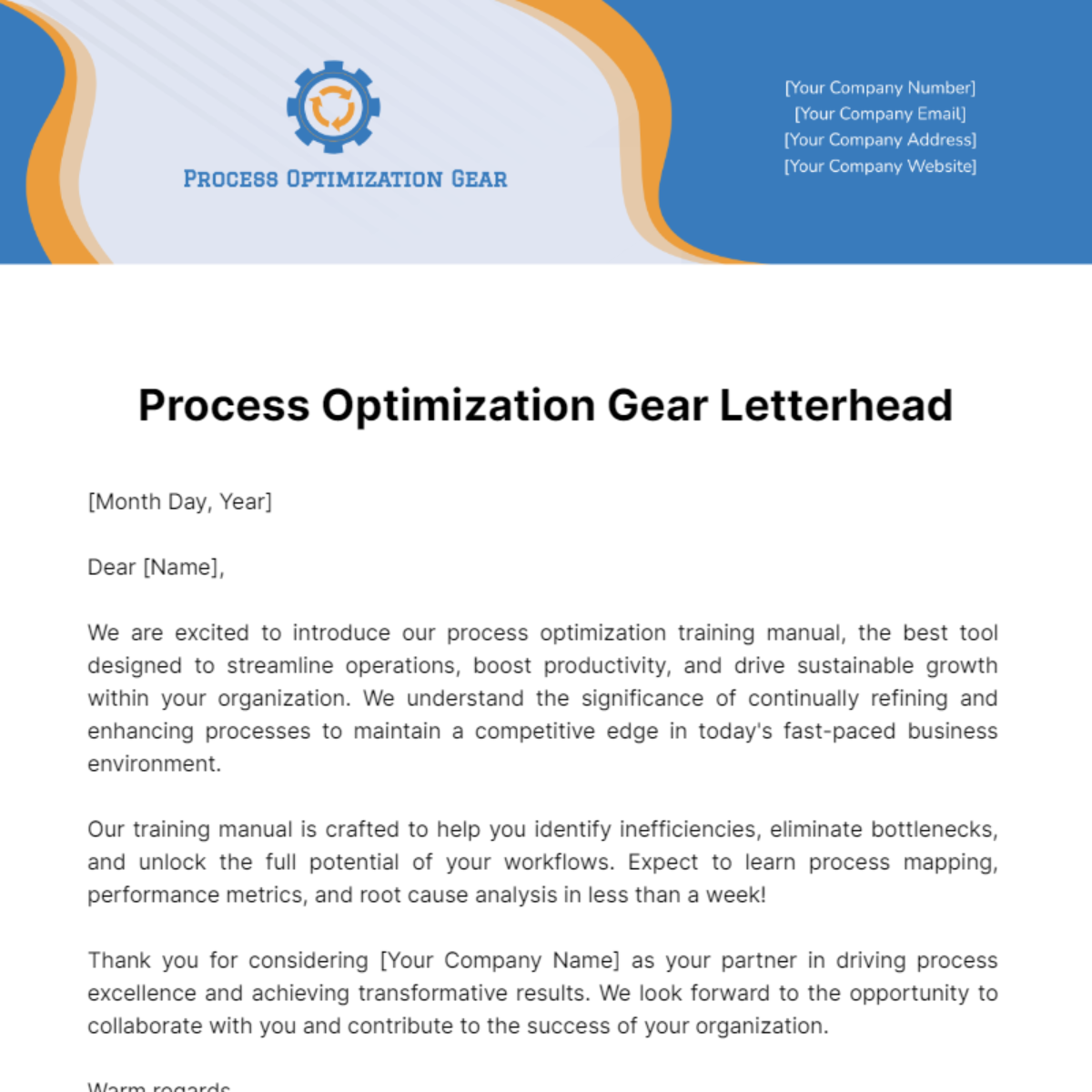 Process Optimization Gear Letterhead Template