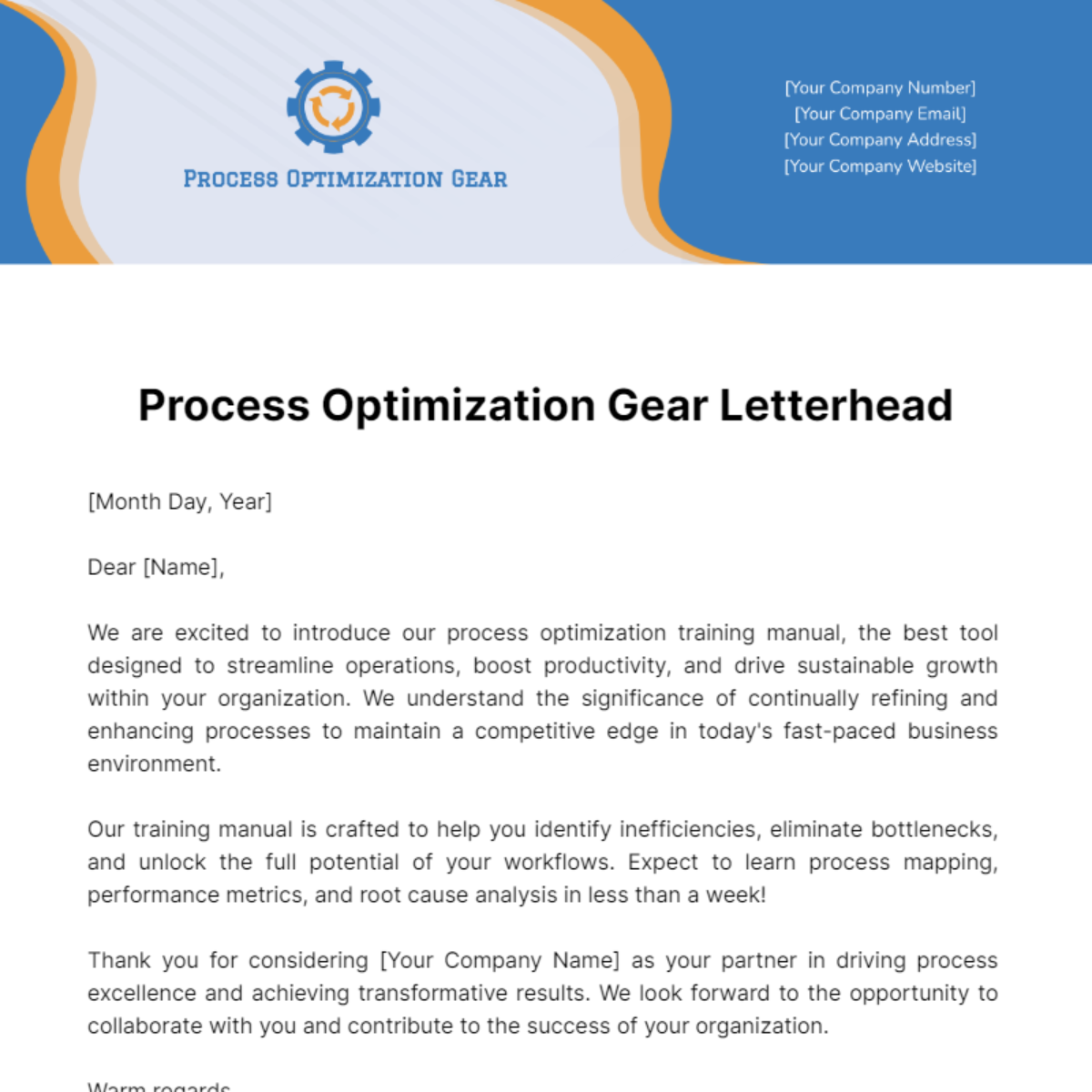 Free Process Optimization Gear Letterhead Template