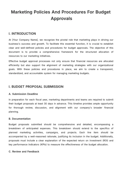 Free Marketing Policies & Procedures for Budget Approvals Template to Edit Online