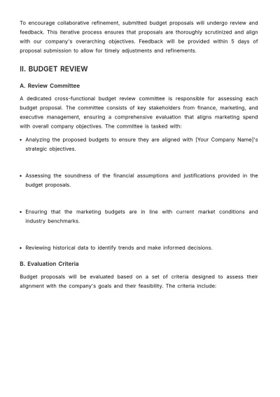 Free Marketing Policies & Procedures for Budget Approvals Template to Edit Online