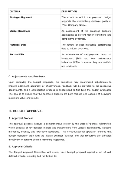 Free Marketing Policies & Procedures for Budget Approvals Template to Edit Online