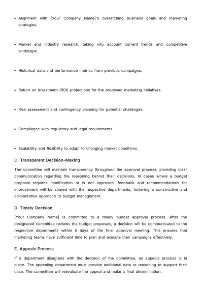 Free Marketing Policies & Procedures for Budget Approvals Template to Edit Online