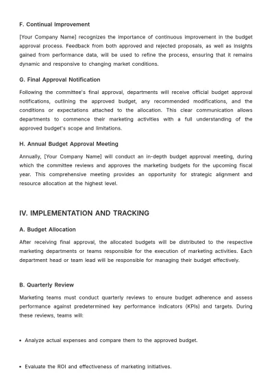 Free Marketing Policies & Procedures for Budget Approvals Template to Edit Online