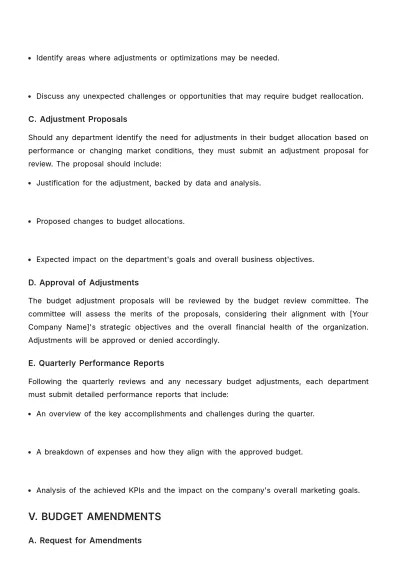 Free Marketing Policies & Procedures for Budget Approvals Template to Edit Online