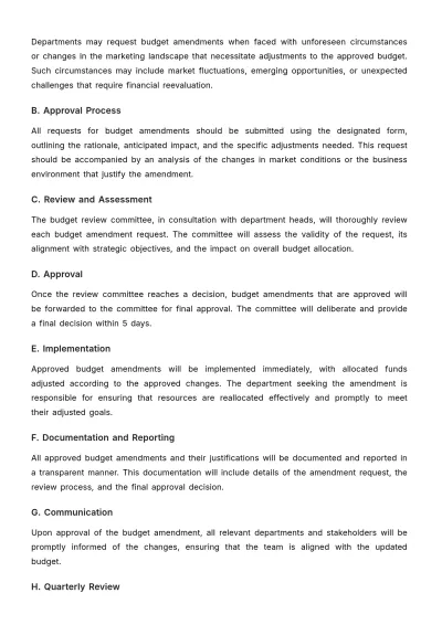 Free Marketing Policies & Procedures for Budget Approvals Template to Edit Online