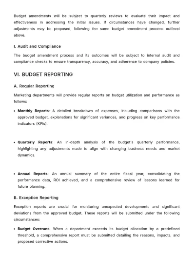 Free Marketing Policies & Procedures for Budget Approvals Template to Edit Online