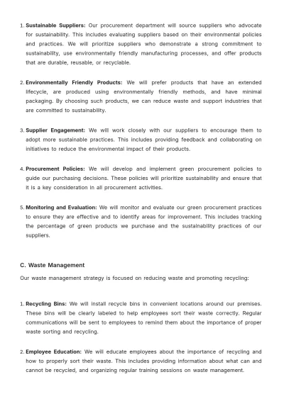 Free Administration Environmental Sustainability Plan Template to Edit Online