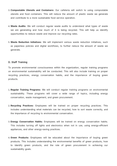 Free Administration Environmental Sustainability Plan Template to Edit Online
