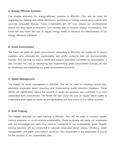 Free Administration Environmental Sustainability Plan Template to Edit Online
