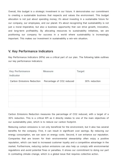 Free Administration Environmental Sustainability Plan Template to Edit Online