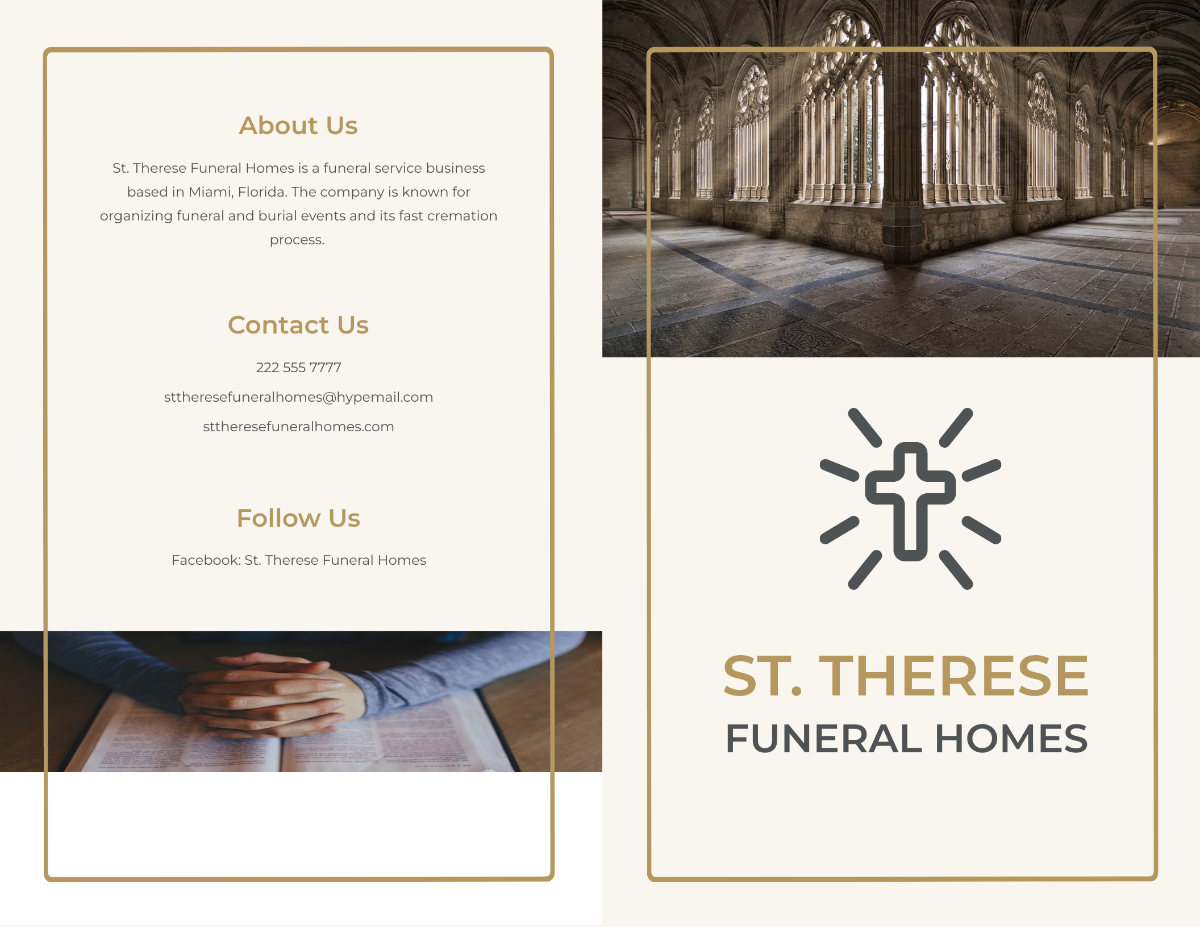 Order Of Service Funeral Program Bi-Fold Brochure Template