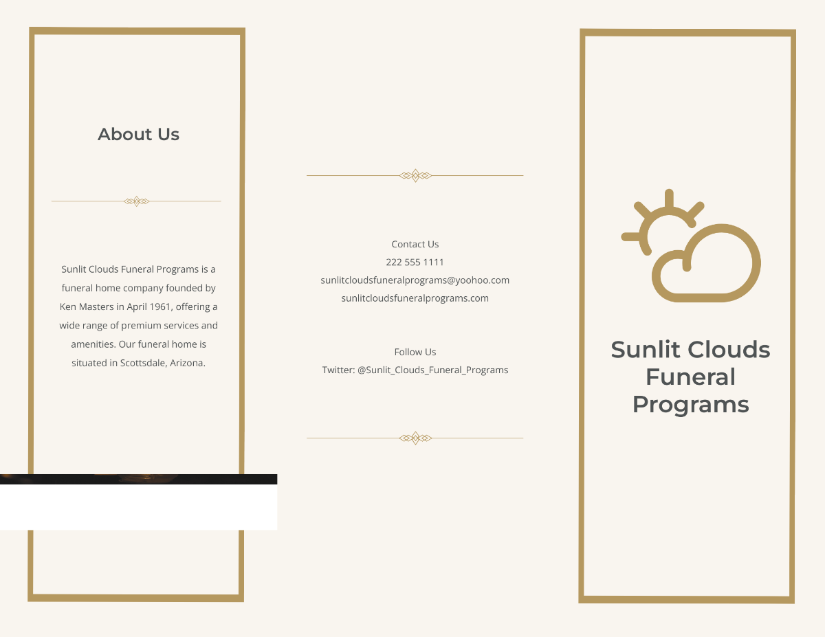 Order Of Service Funeral Program Tri-Fold Brochure Template