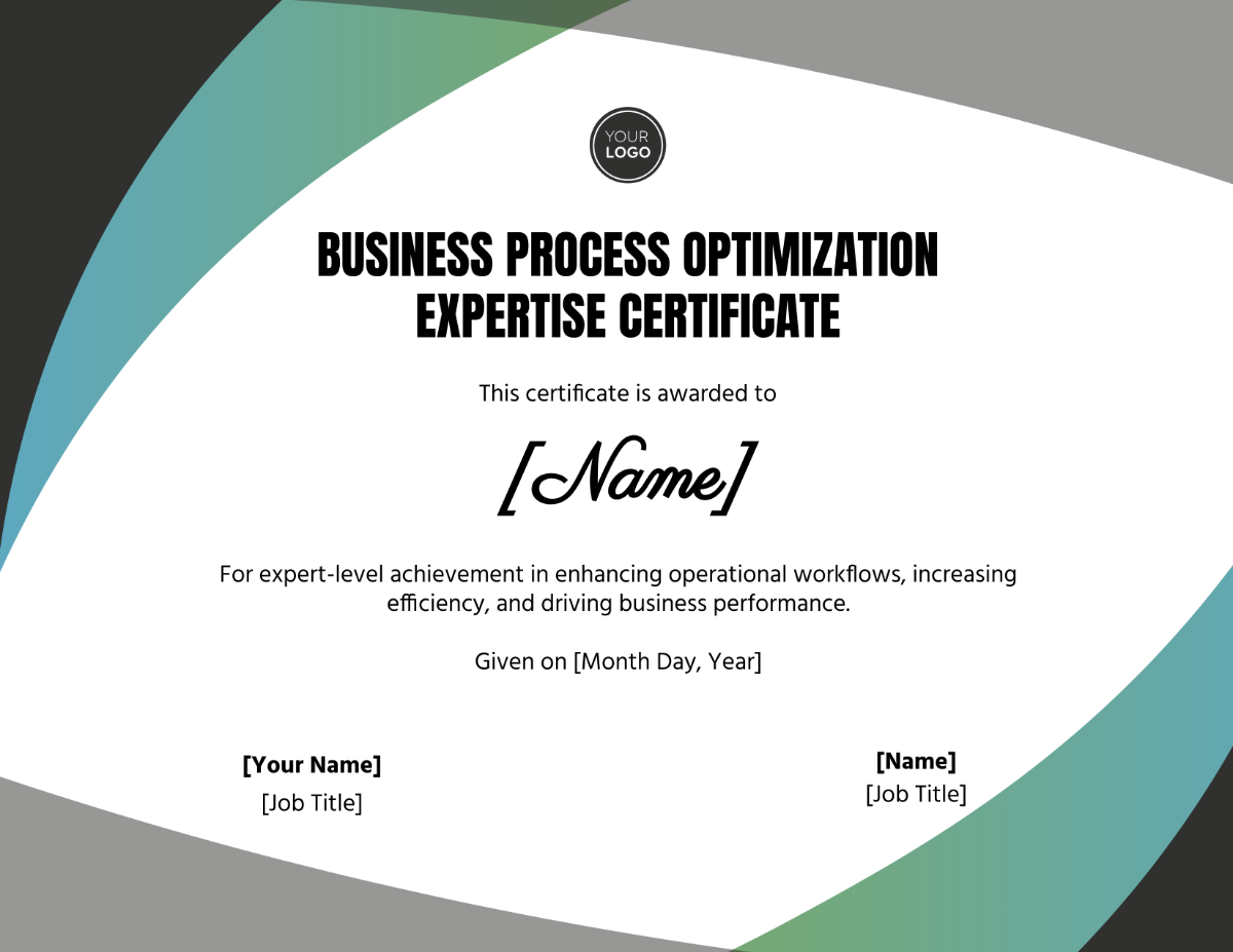 Business Process Optimization Expertise Certificate Template