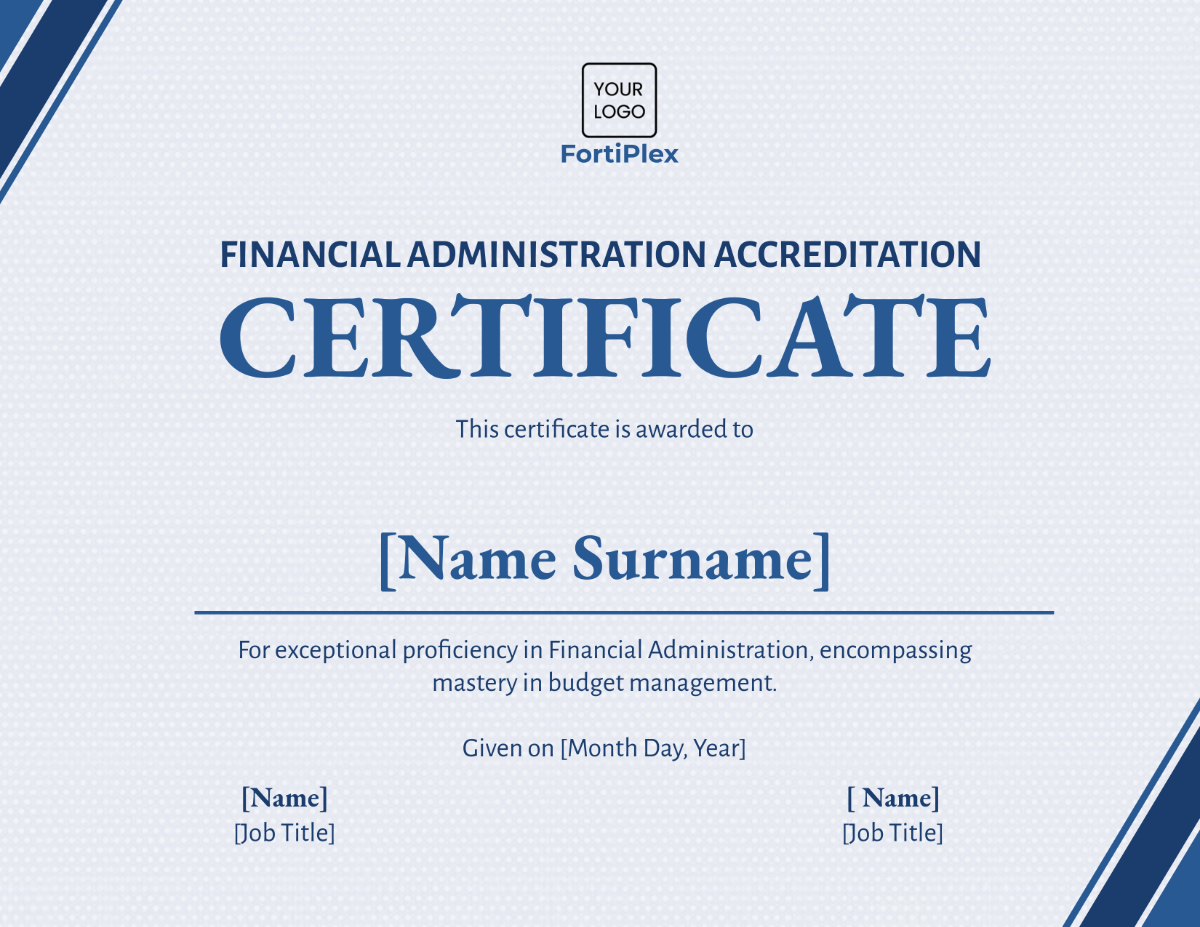 Free Financial Administration Accreditation Certificate Template