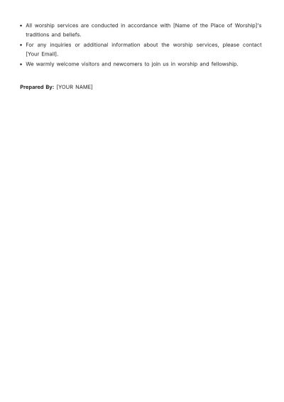Free Worship Service Schedule Template to Edit Online