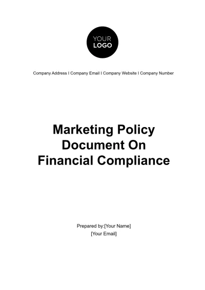 Free Marketing Policy Document on Financial Compliance Template to Edit Online
