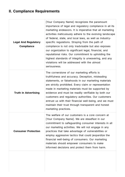 Free Marketing Policy Document on Financial Compliance Template to Edit Online