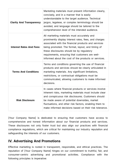 Free Marketing Policy Document on Financial Compliance Template to Edit Online