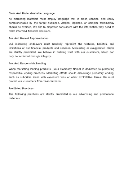 Free Marketing Policy Document on Financial Compliance Template to Edit Online