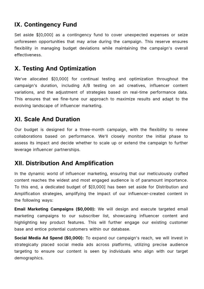 Free Marketing Budgetary Considerations for Influencer Collaborations Template to Edit Online