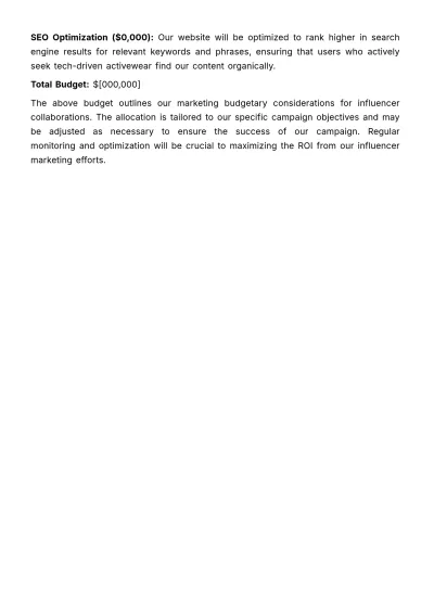 Free Marketing Budgetary Considerations for Influencer Collaborations Template to Edit Online