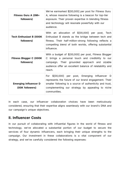 Free Marketing Budgetary Considerations for Influencer Collaborations Template to Edit Online