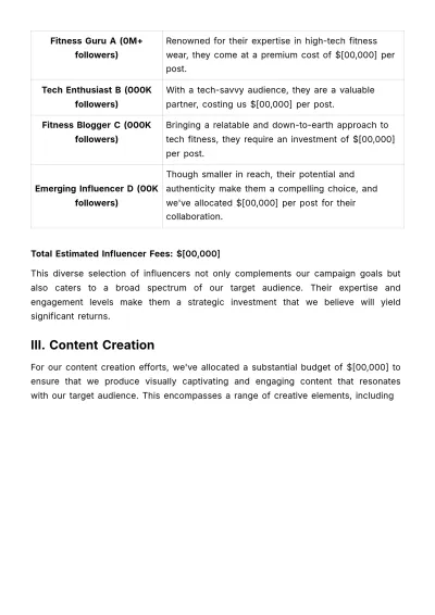 Free Marketing Budgetary Considerations for Influencer Collaborations Template to Edit Online