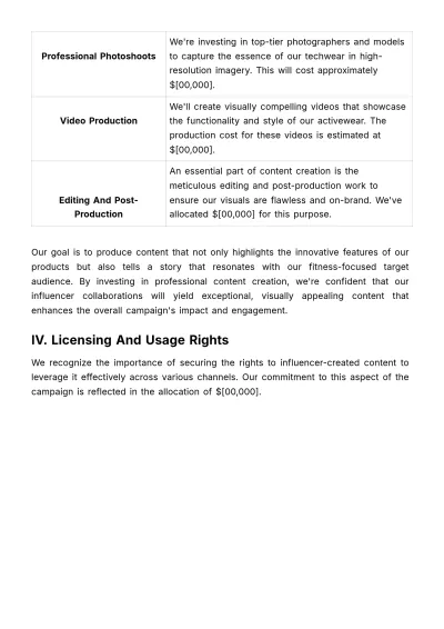 Free Marketing Budgetary Considerations for Influencer Collaborations Template to Edit Online