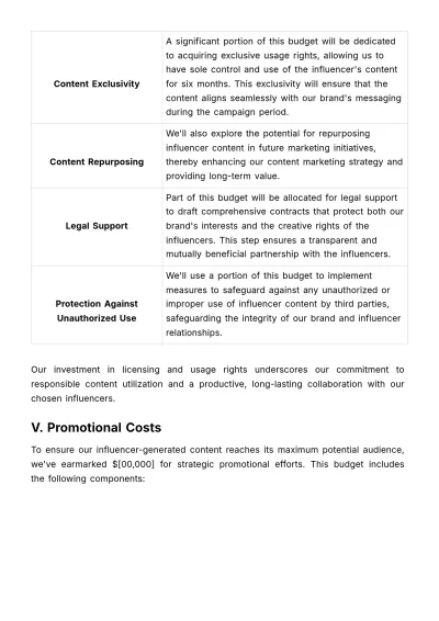 Free Marketing Budgetary Considerations for Influencer Collaborations Template to Edit Online