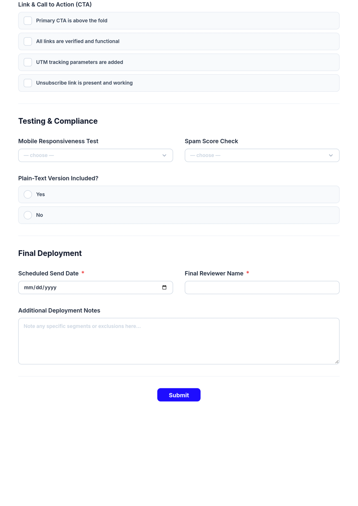 Free Email Marketing Template Checklist Template & AI Maker