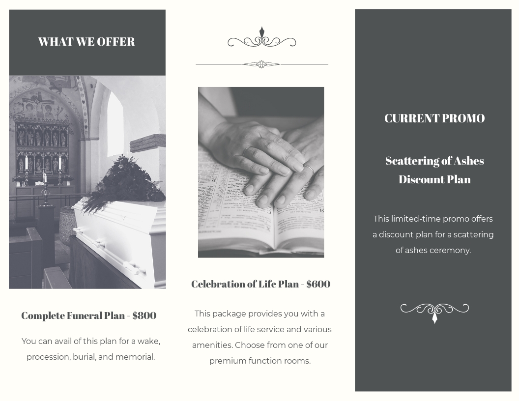Plan Funeral Program TriFold Brochure Template [Free JPG] Word