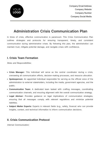 Free Administration Crisis Communication Plan Template to Edit Online