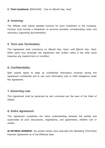 Free Third-Party Payment Agreement Template to Edit Online