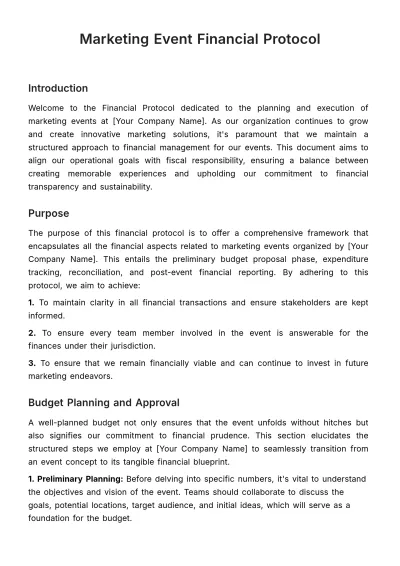 Free Marketing Event Financial Protocol Template to Edit Online