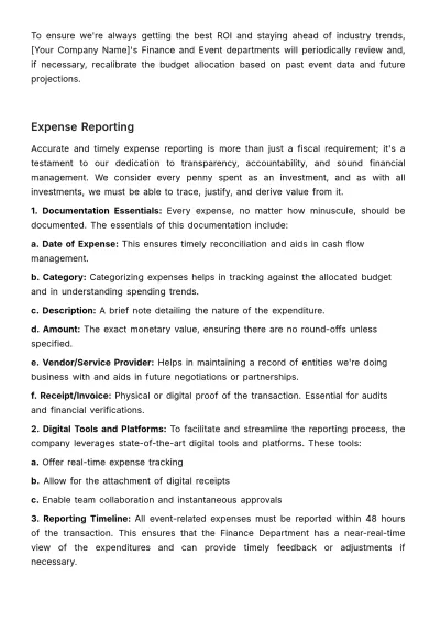 Free Marketing Event Financial Protocol Template to Edit Online