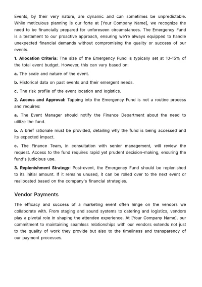 Free Marketing Event Financial Protocol Template to Edit Online