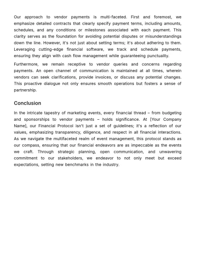 Free Marketing Event Financial Protocol Template to Edit Online