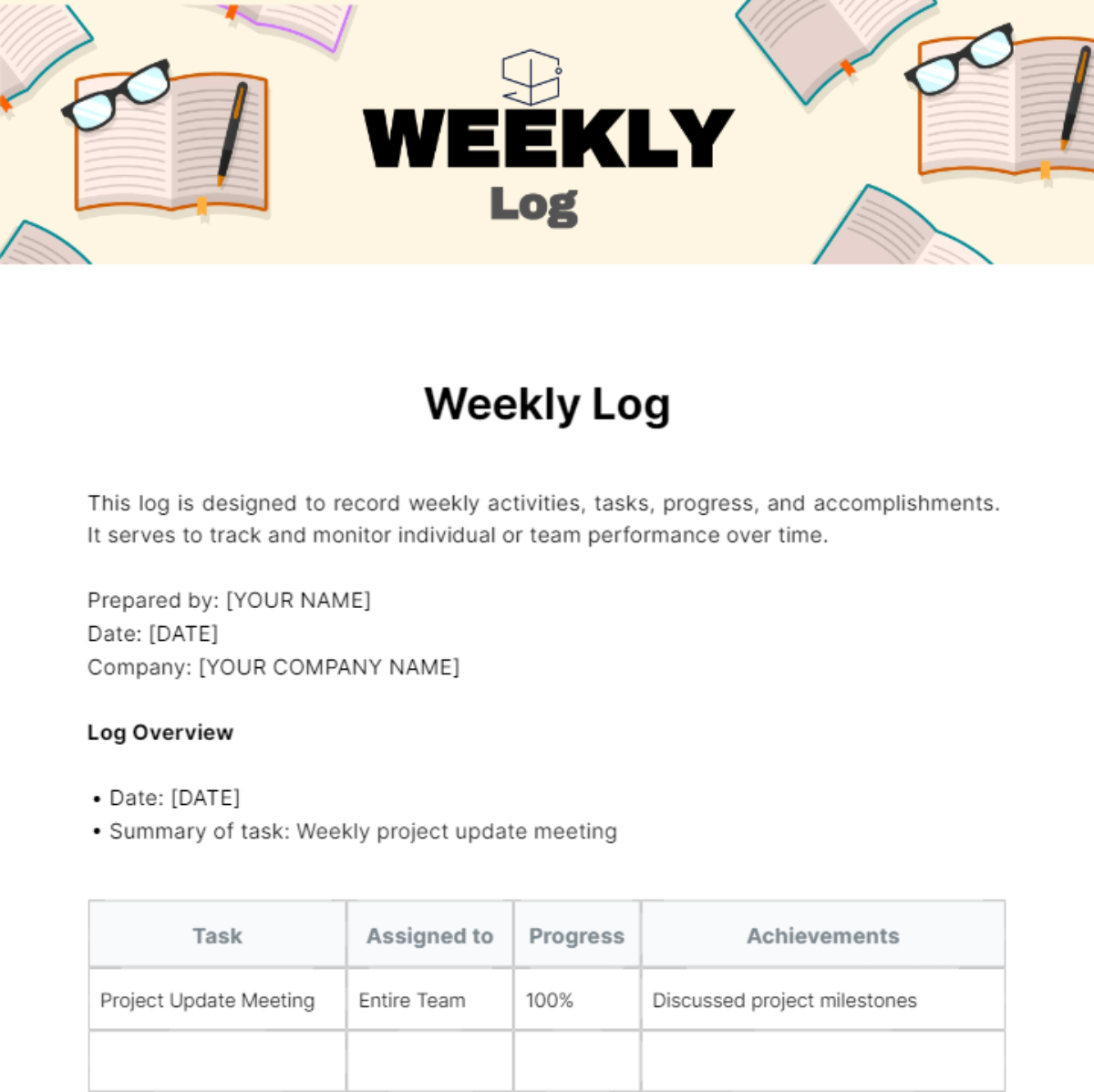 Weekly Log Template