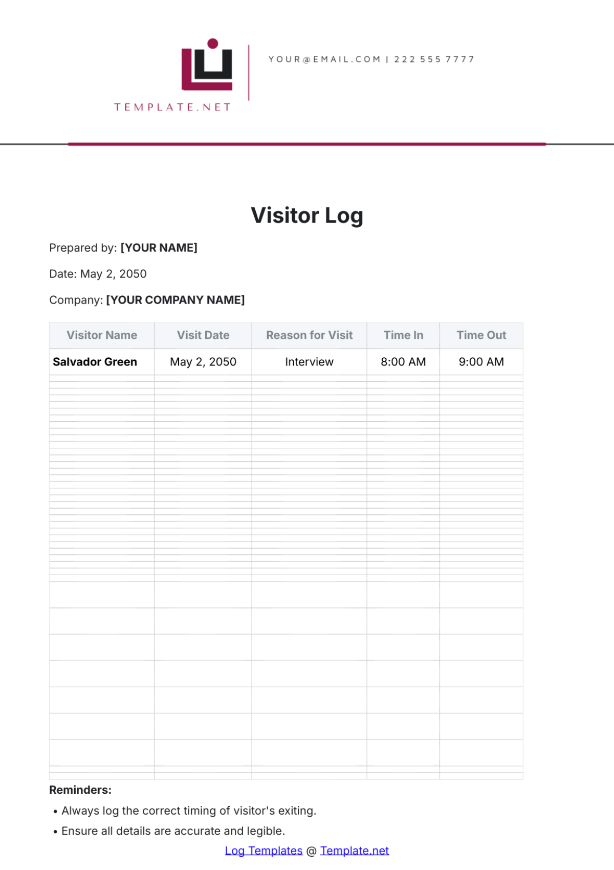 Free Delivery Log Template Edit Online Download Template