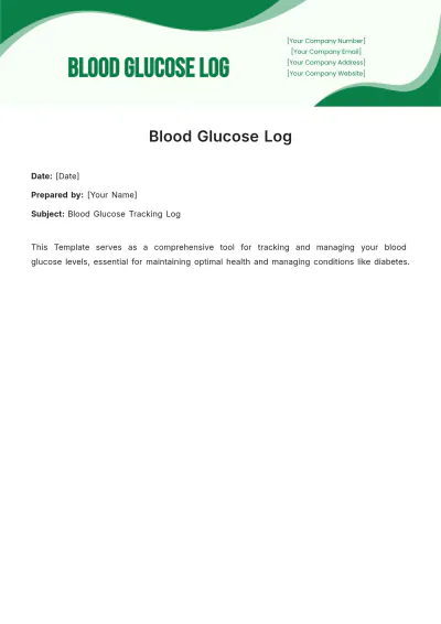 Free Blood Glucose Log Template to Edit Online