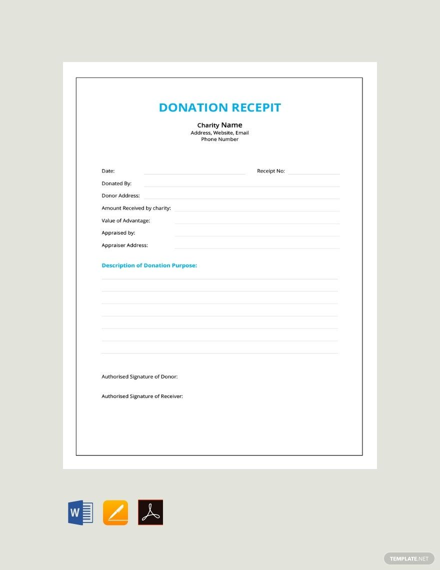 Donation Receipt Template Download In Word Excel PDF Apple Pages 