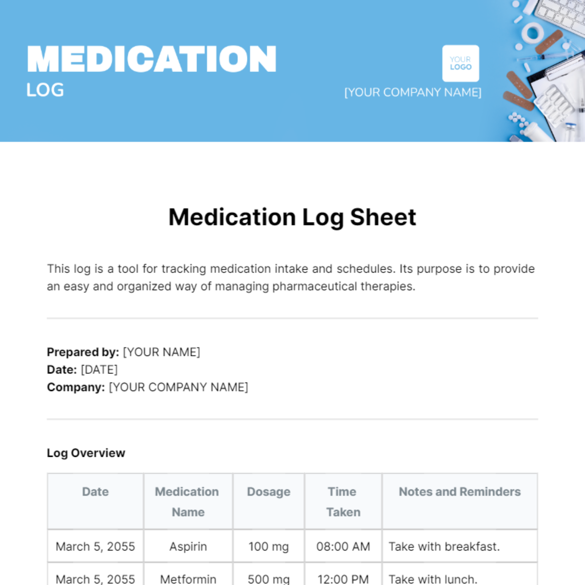 Medication Log Template
