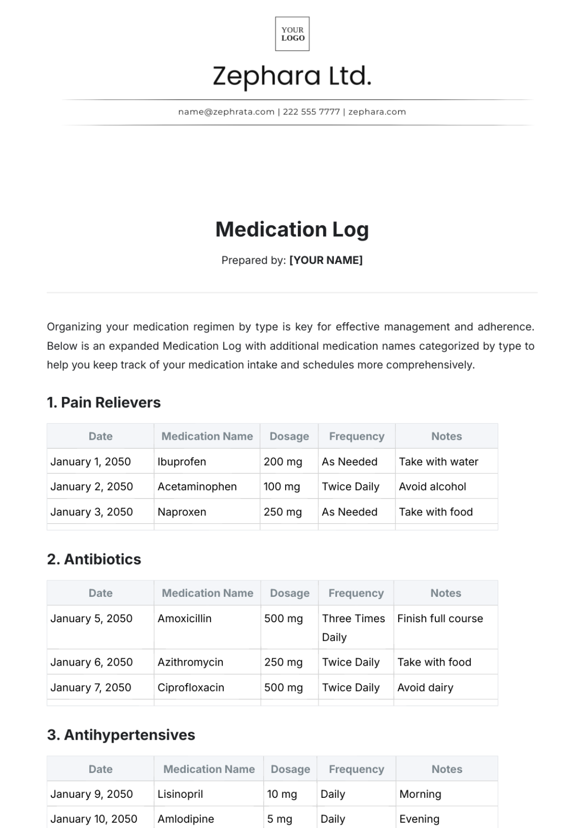 Medication Log Template - Edit Online & Download