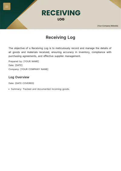 Free Receiving Log Template to Edit Online