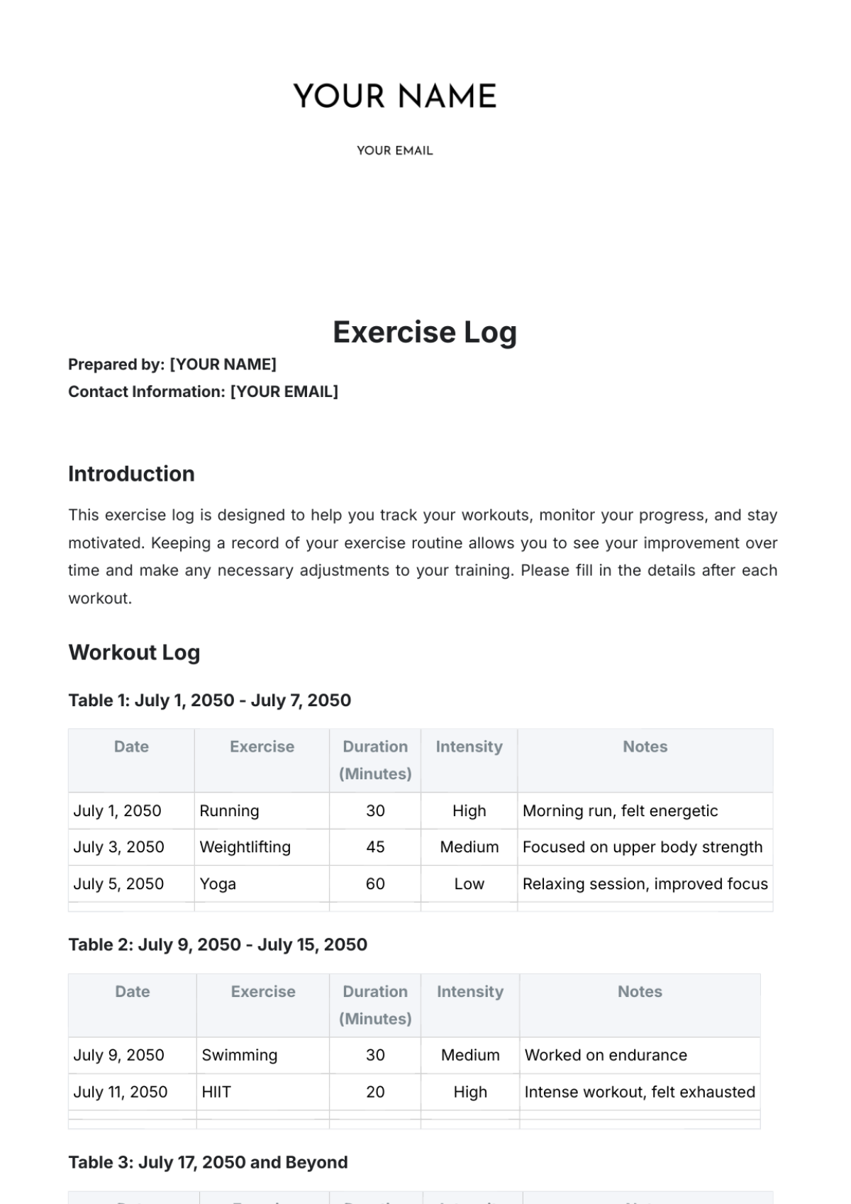 Sample Exercise Log Template Edit Online Download Example sample-exercise-log-template-edit-online-download-example