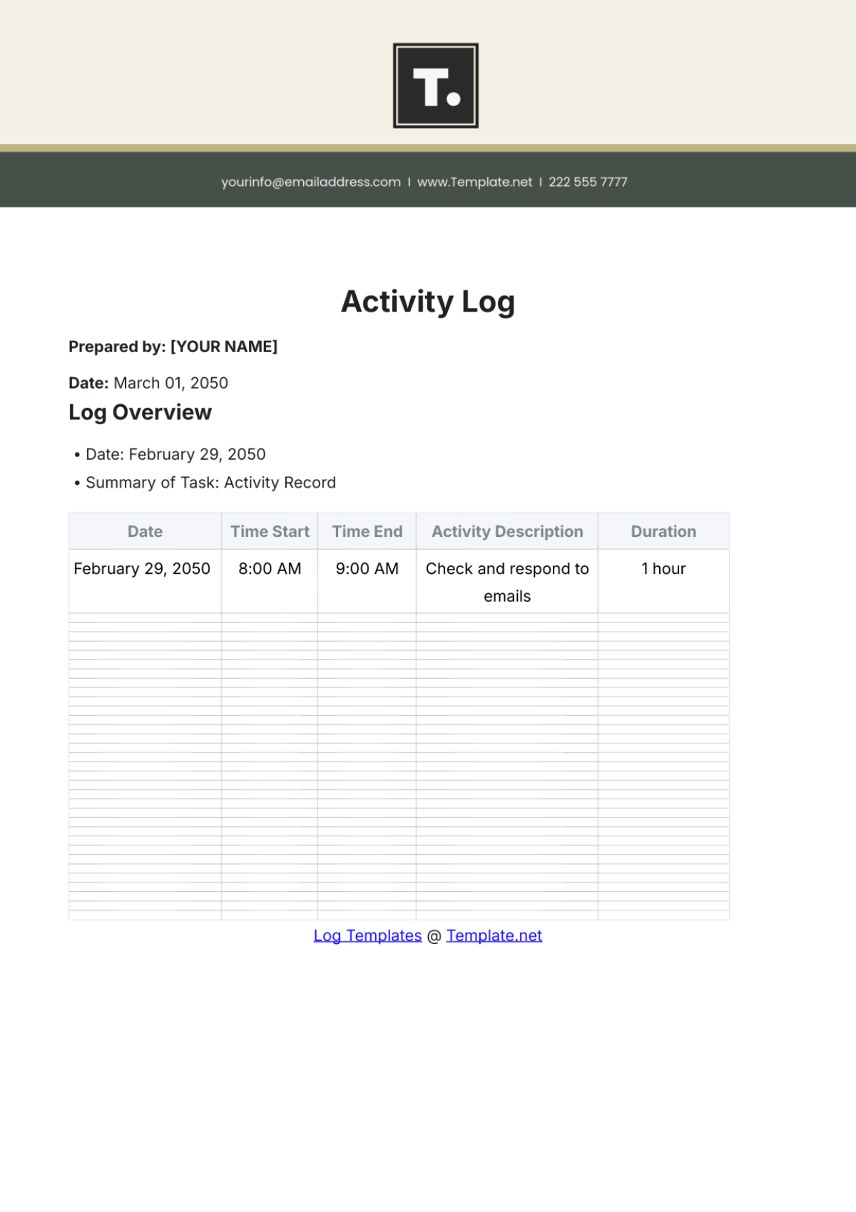 Free X Ray Log Template to Edit Online