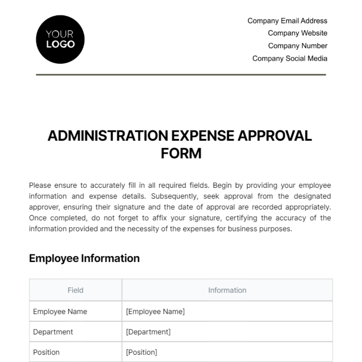 Administration Expense Approval Form Template Edit Online Download